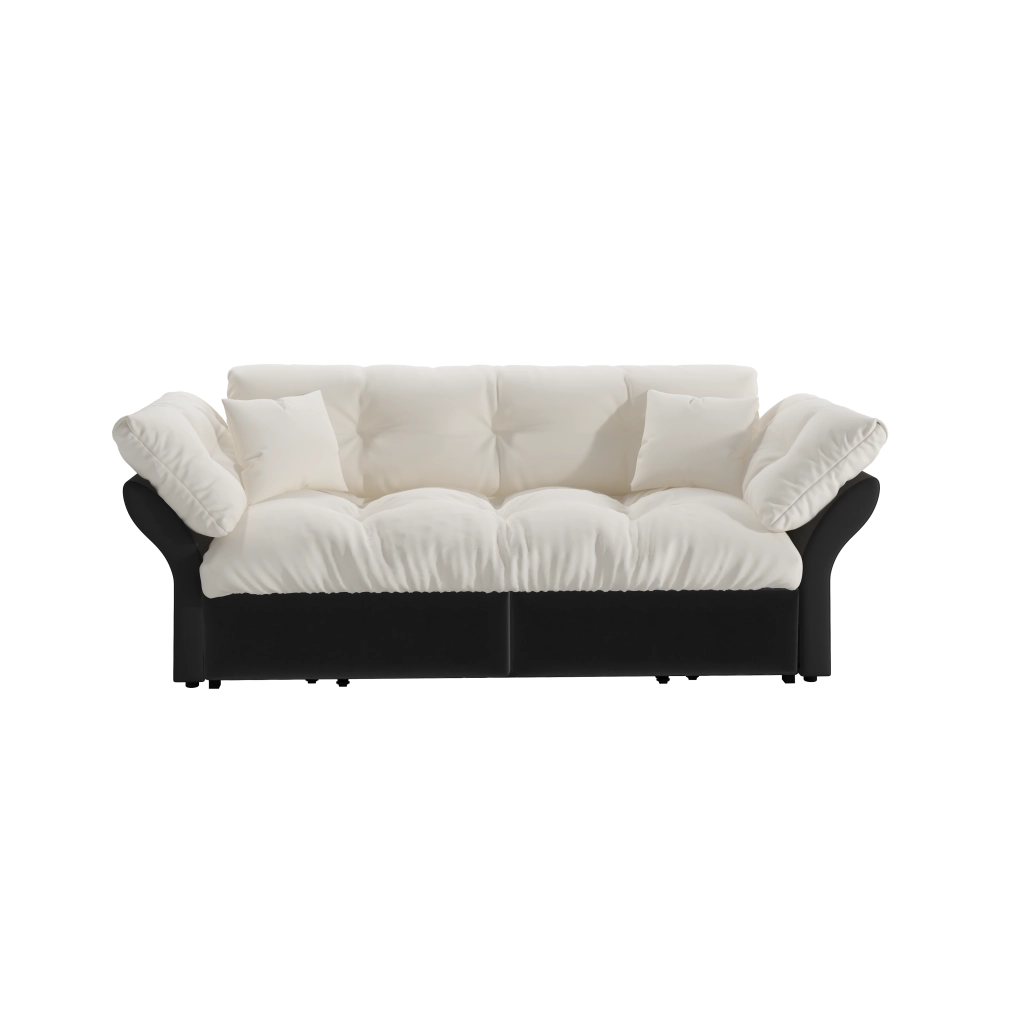 Divano Letto 3 in 1 Convertibile con Cuscini ¨C MINIMAL ¨C Velluto Beige 190cm