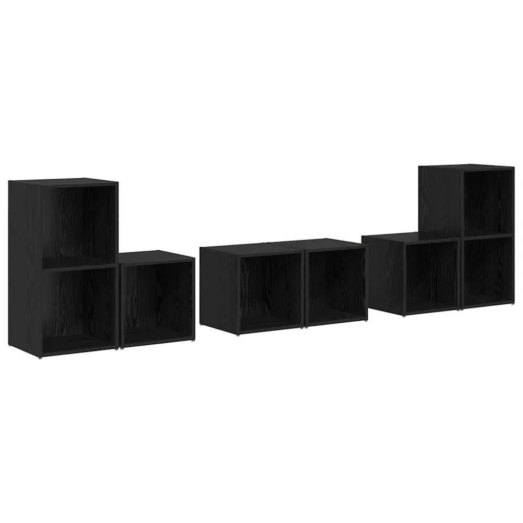 vidaXL Set di mobili TV 6 pcs Rovere Nero 37 x 35 x 72 cm