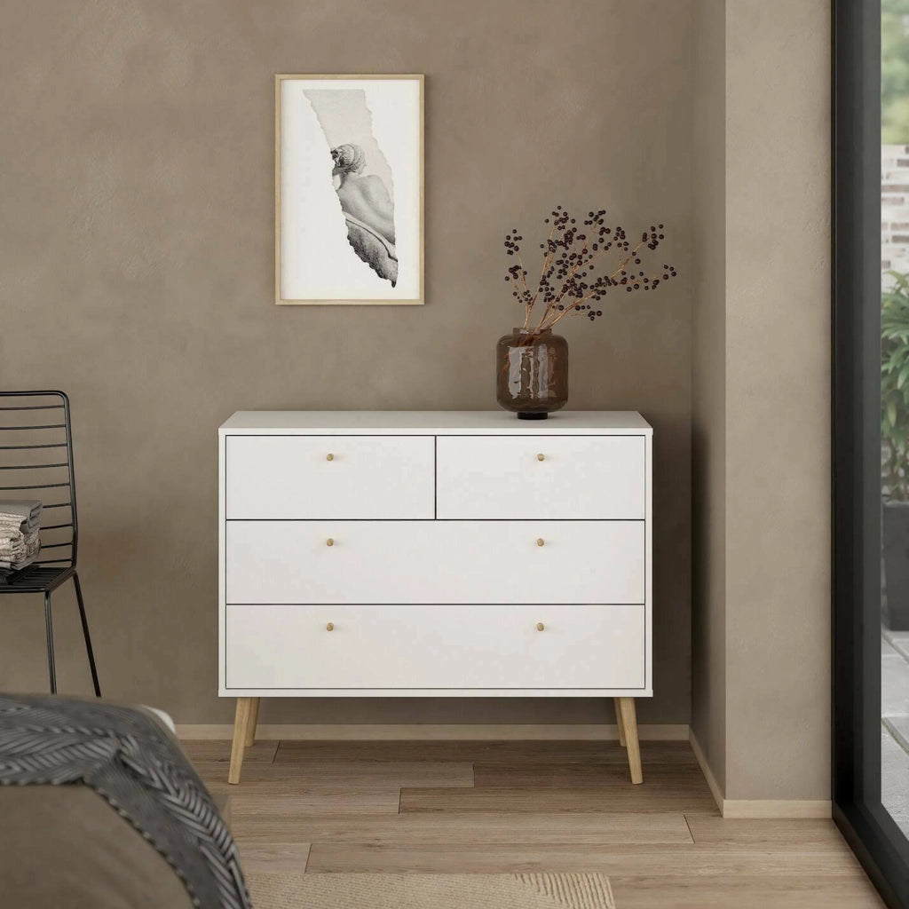 Cassettiera Pelagie, Settimino multiuso, Comò camera da letto, Mobile con cassetti, 99x39 h82 cm, Bianco