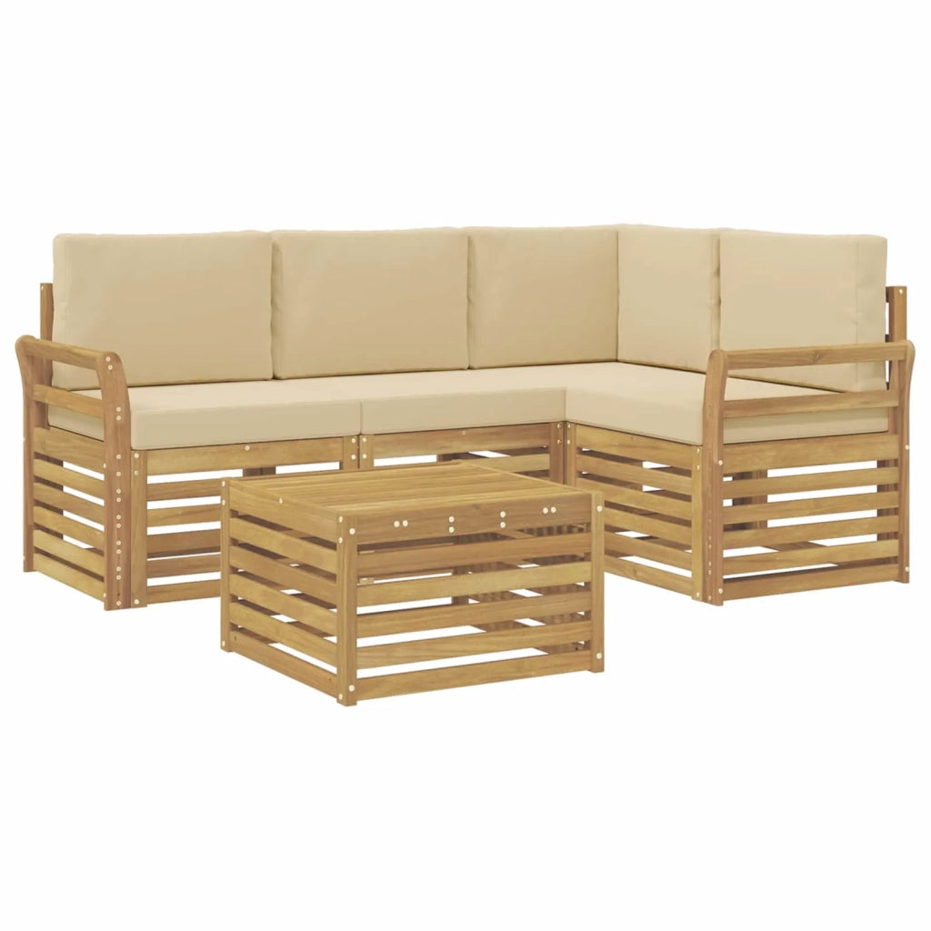 Set di divani da esterno 5 pcs Bianco e Beige 59 x 59 x 37 cm 3391798