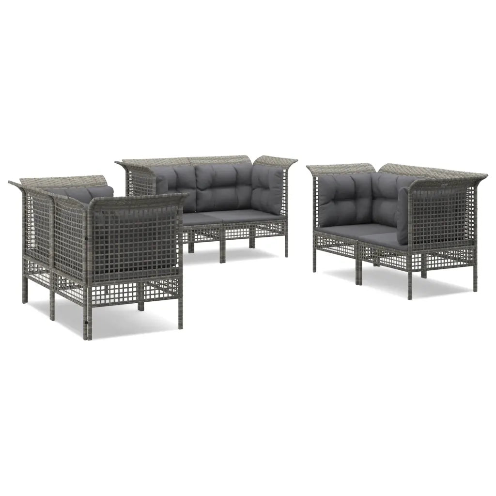 Set Divani da Giardino 6 pz con Cuscini in Polyrattan Grigiocod mxl 76667