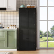 Credenza alta multifunzionale con due ante, ripiani e cassetto interno, 182 × 75 × 40 cm, in MDF, colore nero