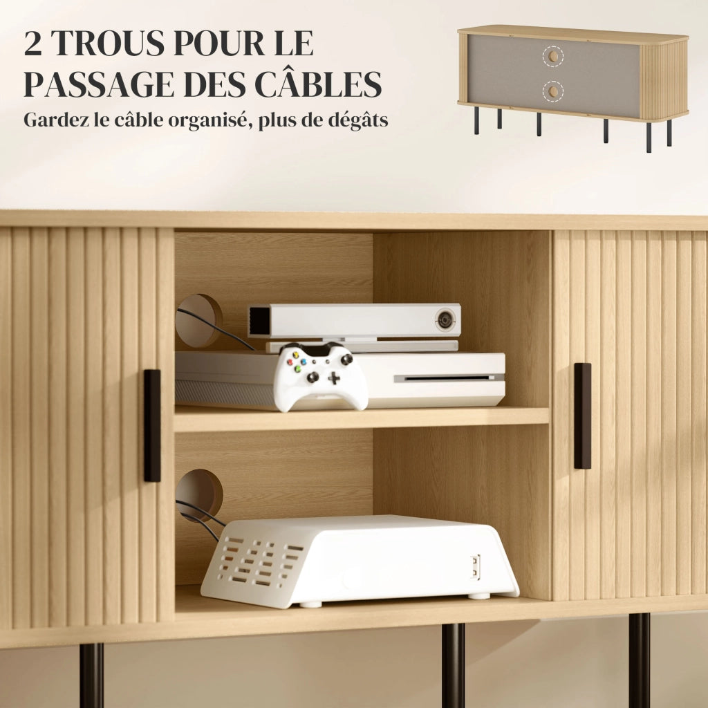 Mobile TV design scandinavo con 2 ante tambour ¨C zephmum ¨C ton ch¨ºne 120x30x