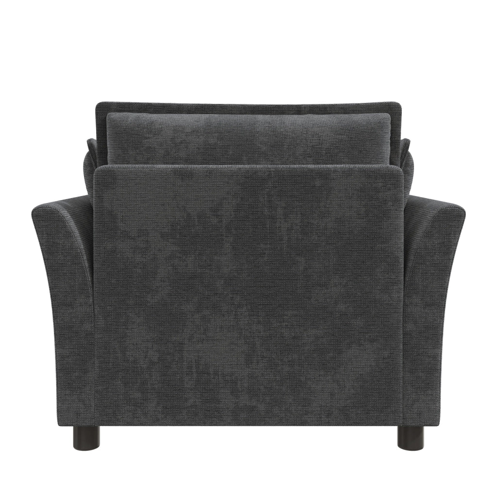 POLTRONA 90x81x87 cm in Chenille Grigia con 2 cuscini