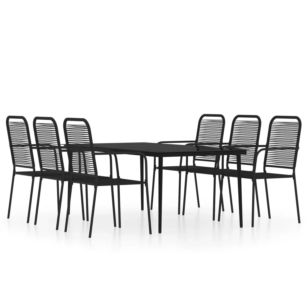 Set Mobili da Pranzo per Giardino 7 pz Nero cod mxl 48751