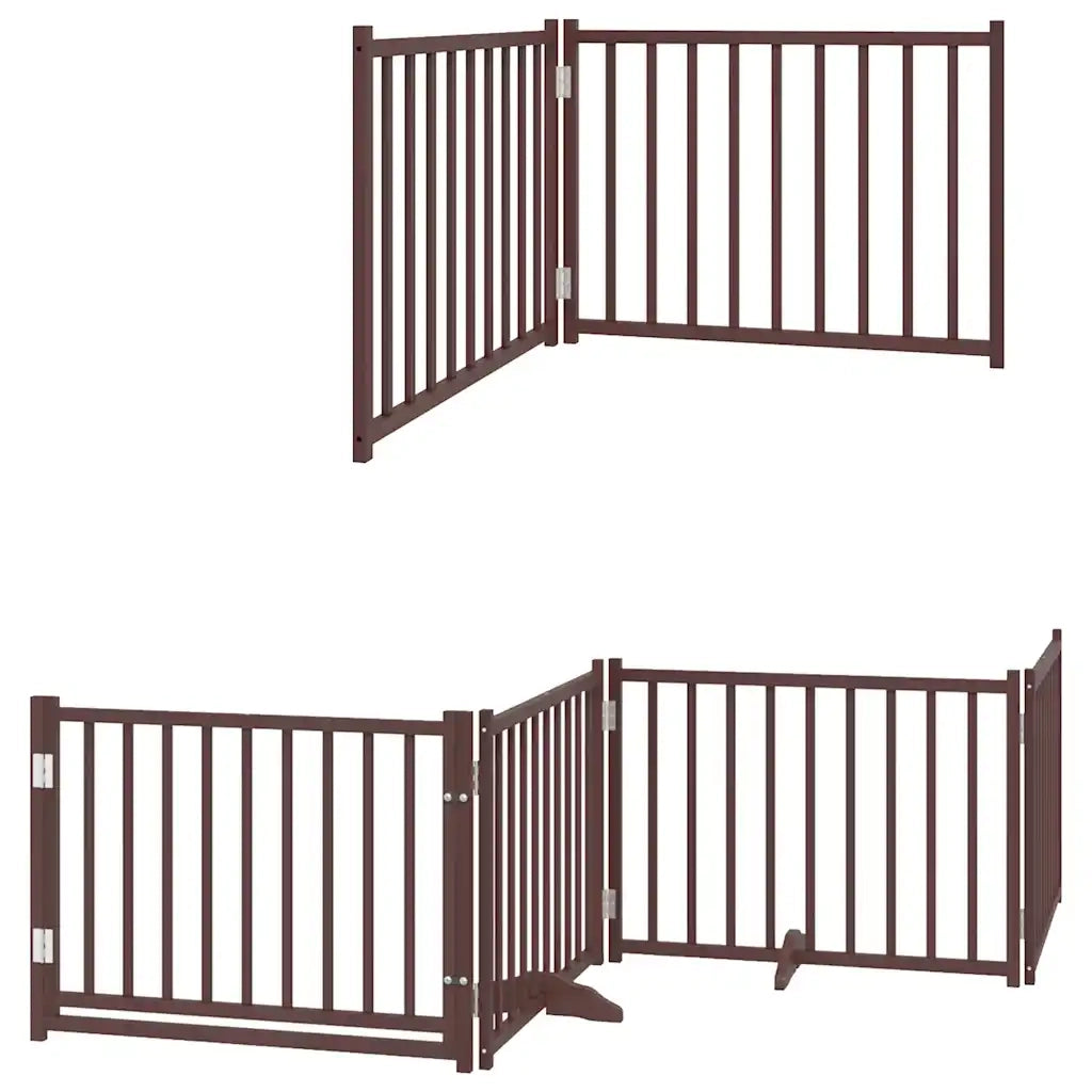 Cancello Cani Porta Pieghevole Marrone 10 Pannelli 800cm Pioppo CFW6725642