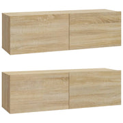 Mobile TV multimediale da parete mensola TV mobile TV sala da pranzo soggiorno camera da letto 2 pezzi rovere Sonoma 100 x 30 x 30 cm legno ingegnerizzato marrone 02_0029025