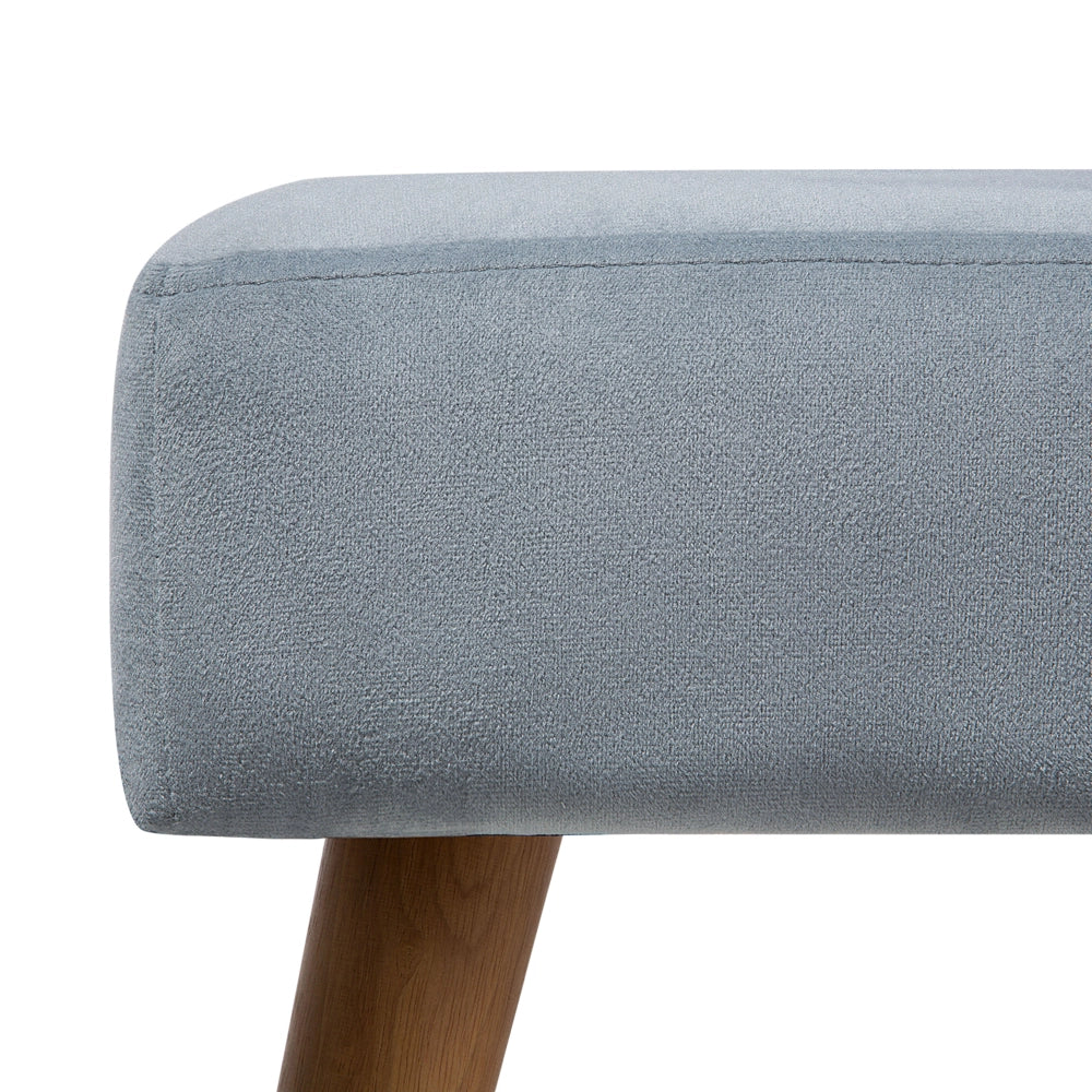 Poggiapiedi in Cotone Grigio chiaro e legno chiaro con Gambe in Legno