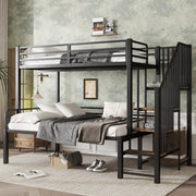 DESMIU Letto a castello 90 × 200 cm e 120 × 200 cm, 2 posti, con scala angolare, senza materasso, nero