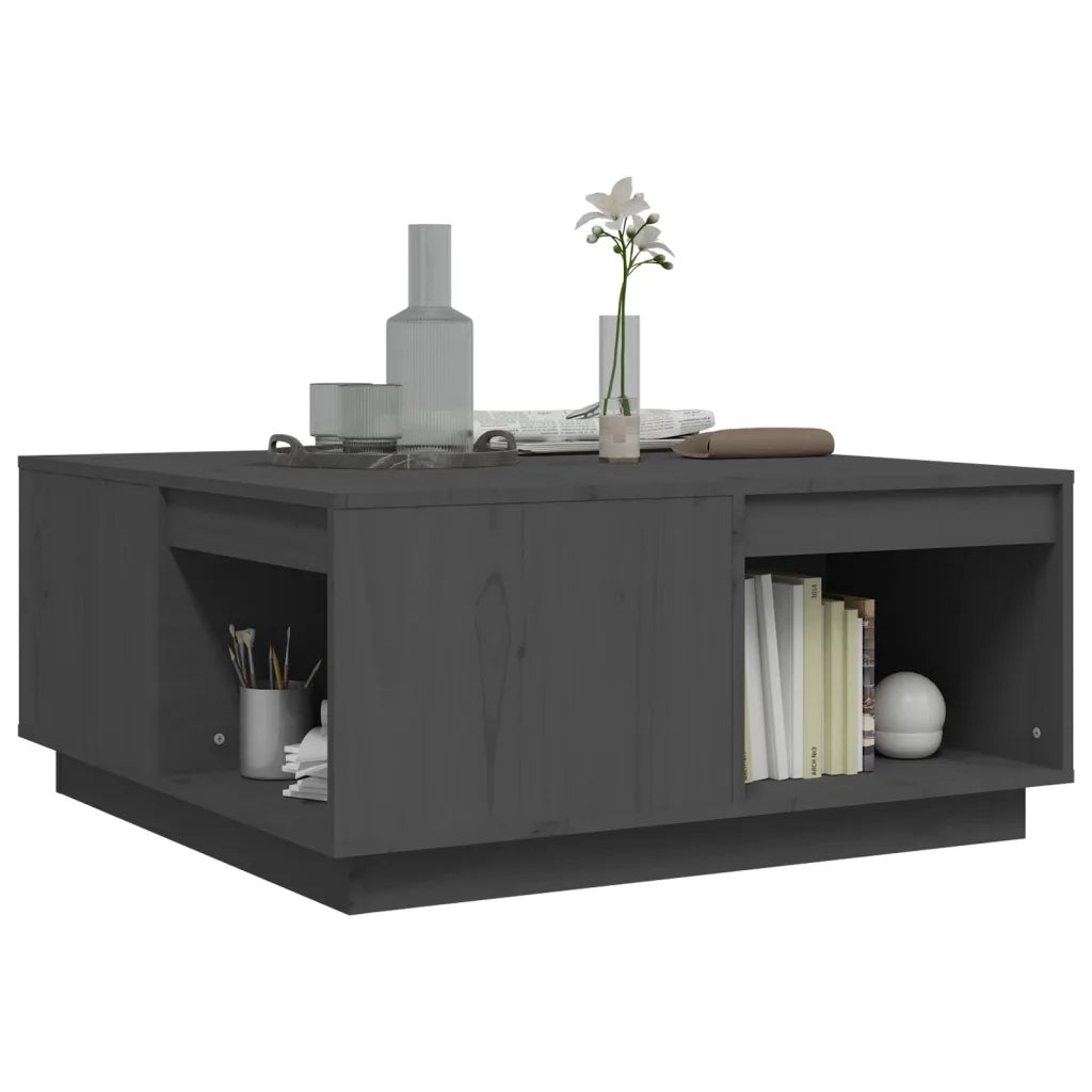 Tavolino da Salotto Grigio 80x81x36,5 cm Legno Massello di Pino 814526