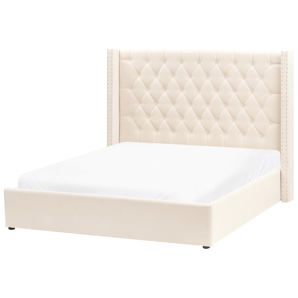 Letto contenitore velluto bianco sporco 160 x 200 cm glamour elegante