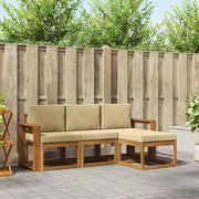 Set di divani da esterno con cuscino 4 pcs Naturale e Beige