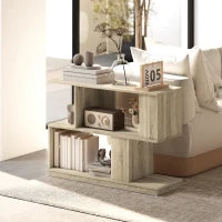Tavolino da Caffè Moderno a S con 3 Ripiani per Soggiorno e Salotto, 90x30x61 cm, Legno