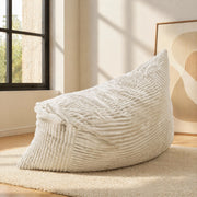 Pouf convertibile 3 in 1 con funzione sedia divano e letto senza montaggio in velluto a coste morbido bianco
