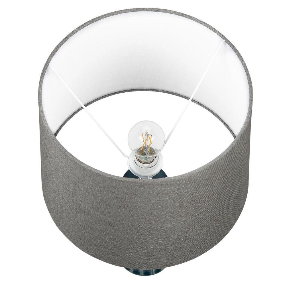 Lampada da Tavolo Verde Base in Ceramica Paralume Tessuto Grigio Moderna