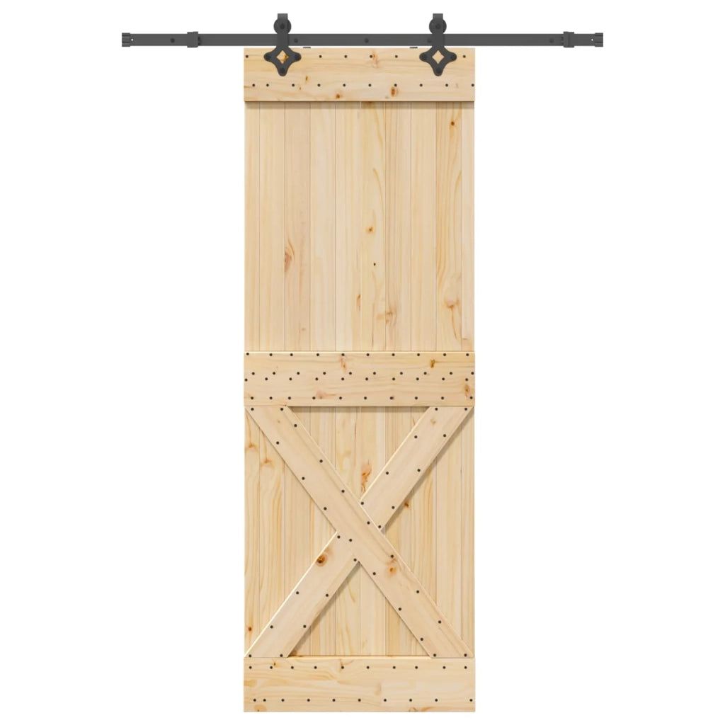 Porta scorrevole NARVIK Naturale e Nero 80 x 210 cm (152,5 cm) 3445372