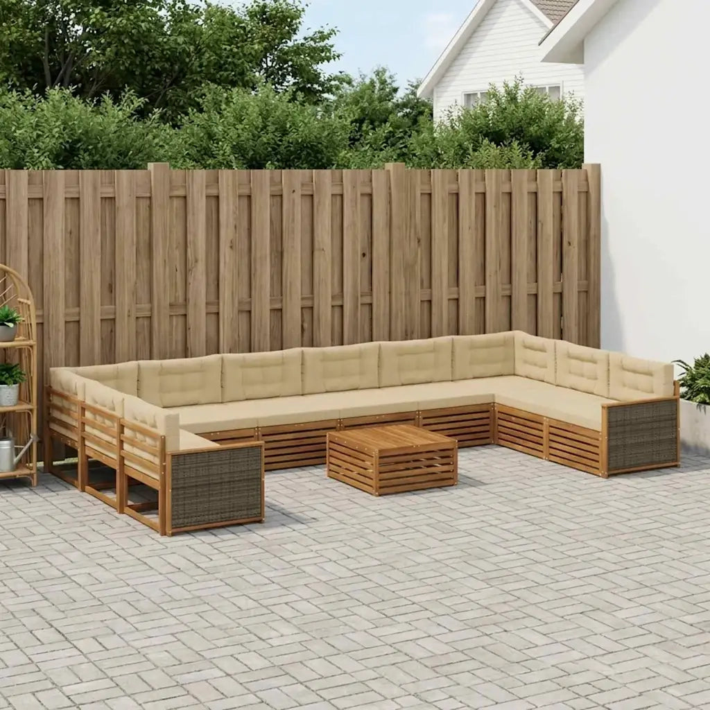 Set divani con cuscino 11 pcs Legno di Acacia Massello 3383921