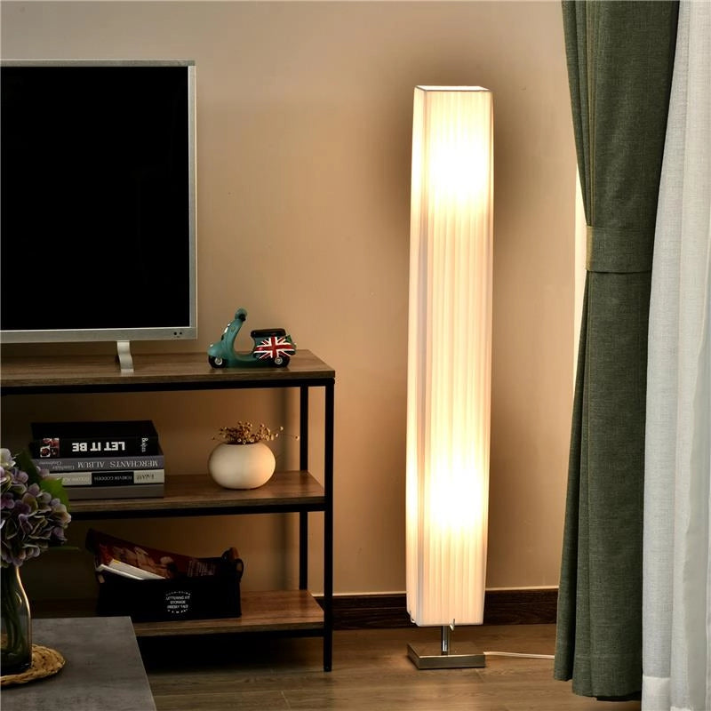 LAMPADA DA TERRA CON PIANTANA IN TESSUTO BIANCO