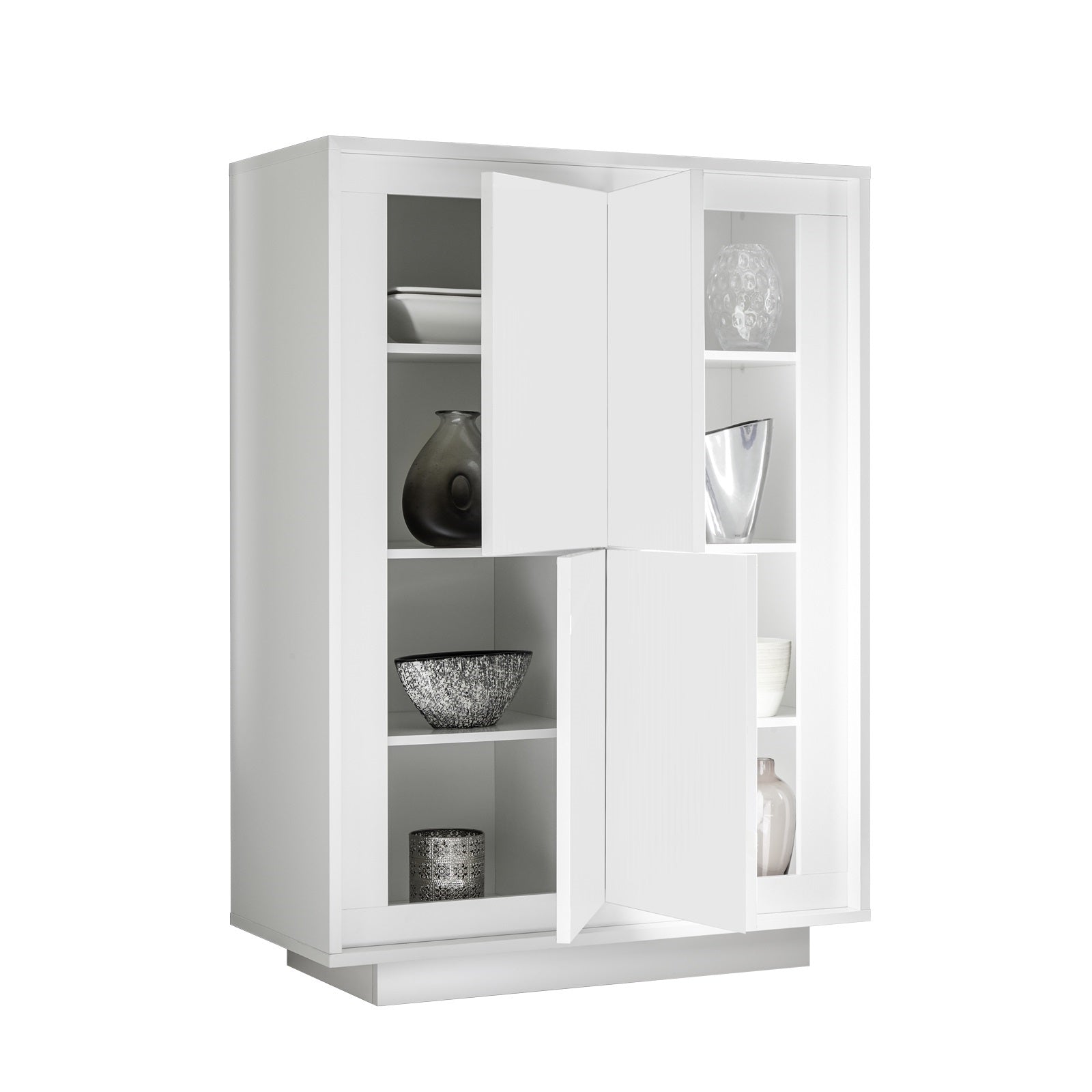 Credenza 4 Ante 106x50x146 cm in Legno TFT Frame Bianco Opaco