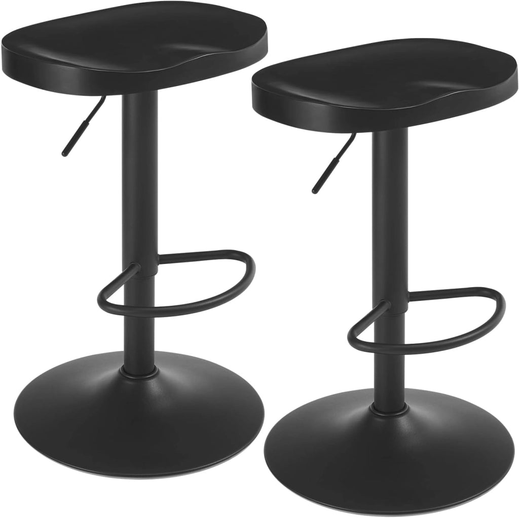 Sgabelli da Bar Set di 2, per Colazione in Legno Massiccio, Sgabelli Cucina a Sella, Altezza Regolabile, Sgabelli Girevoli a 360° con Poggiapiedi, legno scuro,BH413dc-2