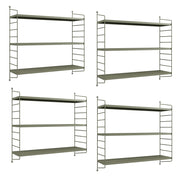 Set di 4 Scaffali da Parete Strängnäs a 3 Ripiani Regolabili  50 x 60 x 15 cm Acciaio color Cammello [en.casa]