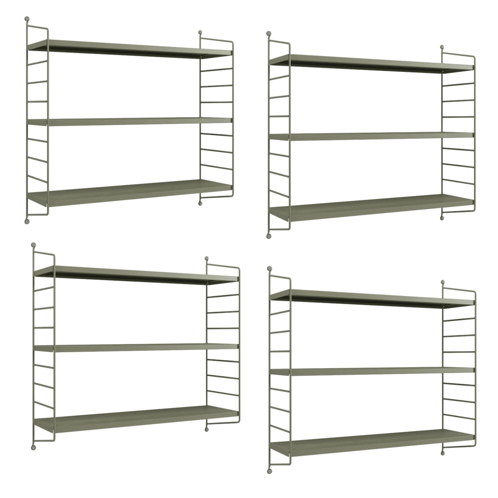 Set di 4 Scaffali da Parete Strängnäs a 3 Ripiani Regolabili  50 x 60 x 15 cm Acciaio color Cammello [en.casa]