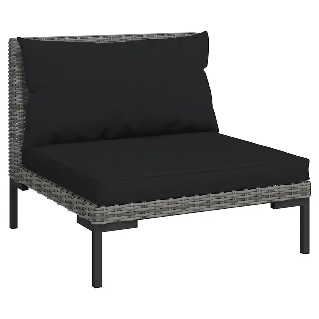 Set Divani da Giardino 3 pz Grigio Scuro Polyrattan Mezzo Tondo