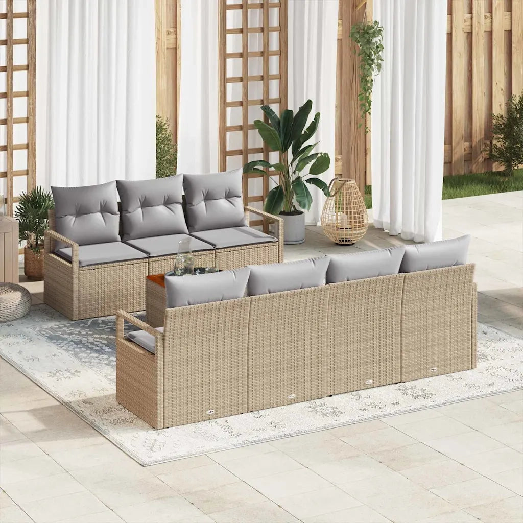 Set Divano da Giardino con cuscino 8 pcs Beige polyrattan 3347665
