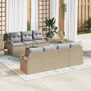 Set Divano da Giardino con cuscino 8 pcs Beige polyrattan 3347665