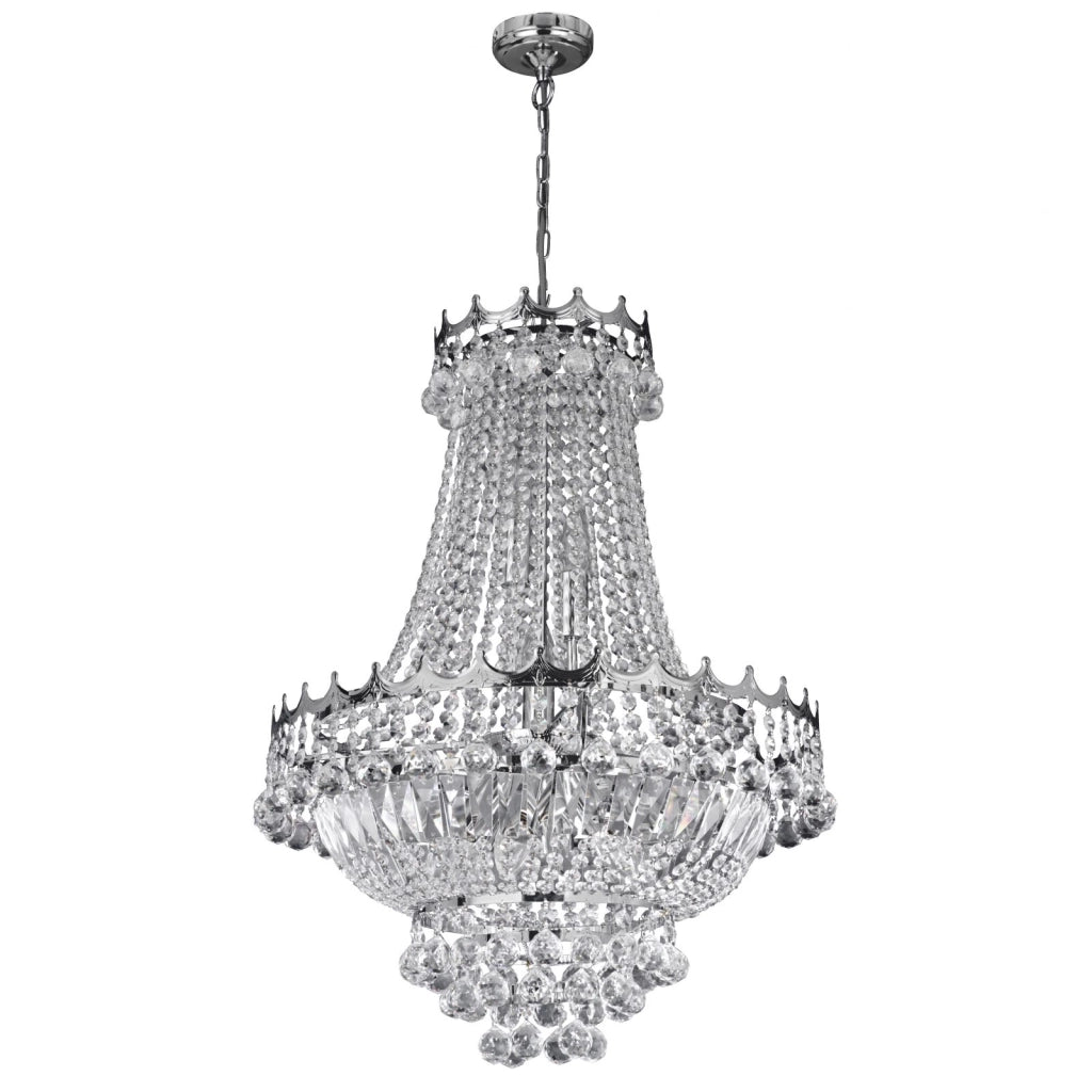 Lampadario Versailles 9Lt - Metallo cromato e cristallo