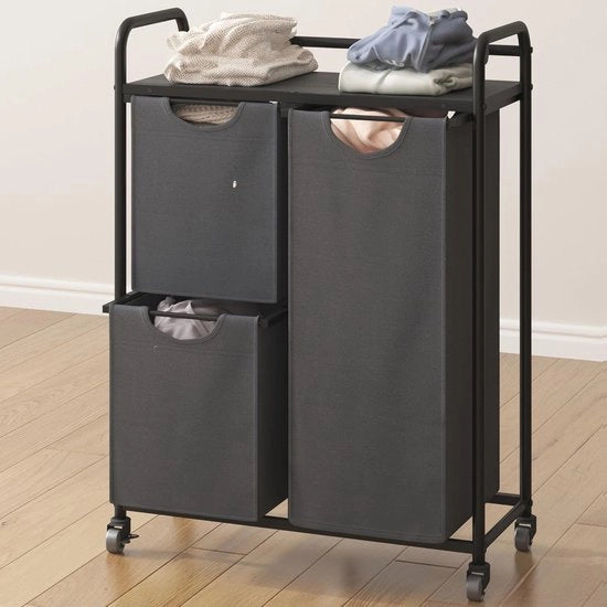 Asciugamani con 3 Compartimenti e Piastra Stabile | Pratico Asciugacapelli per Bagno e Lavanderia | 46L per Compartimento