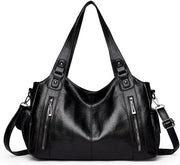 Borsa da Viaggio - Borsa a Spalla Slouchy - Borsa Cittadina con Grande Tasca - Borsa in Pelle PU in Stile Punk - Ideale per Viaggi e Uso quotidiano - Nero