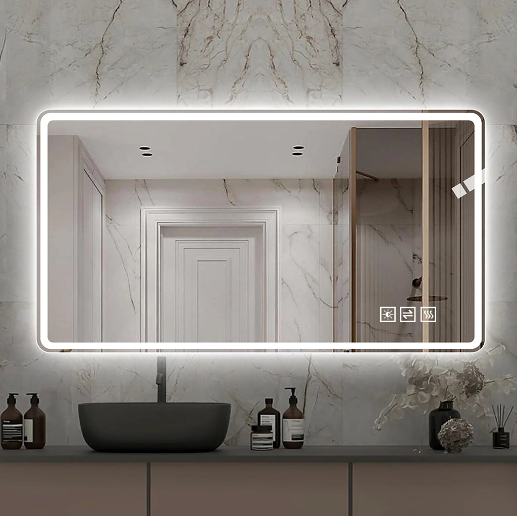 Specchio bagno LED ULEVR 60x100 cm senza cornice, luce frontale e retroilluminazione, antiappannamento, IP44