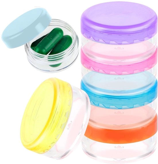 Pillendoos Portatile per Viaggio - 6 Compartimenti - BPA-vrij - Design Translucido