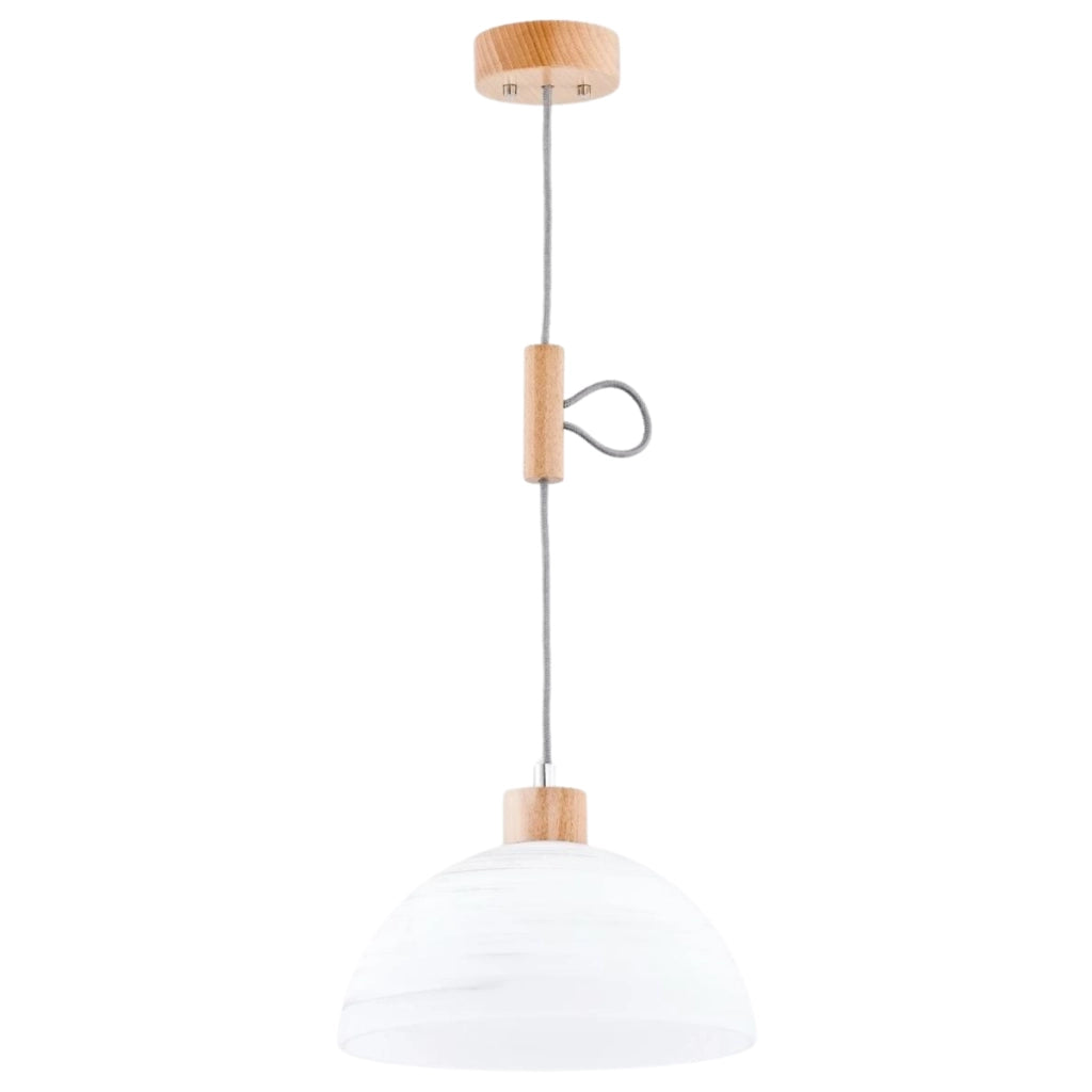 Lampada a sospensione Alfa Holiday 2 legno/vetro E27