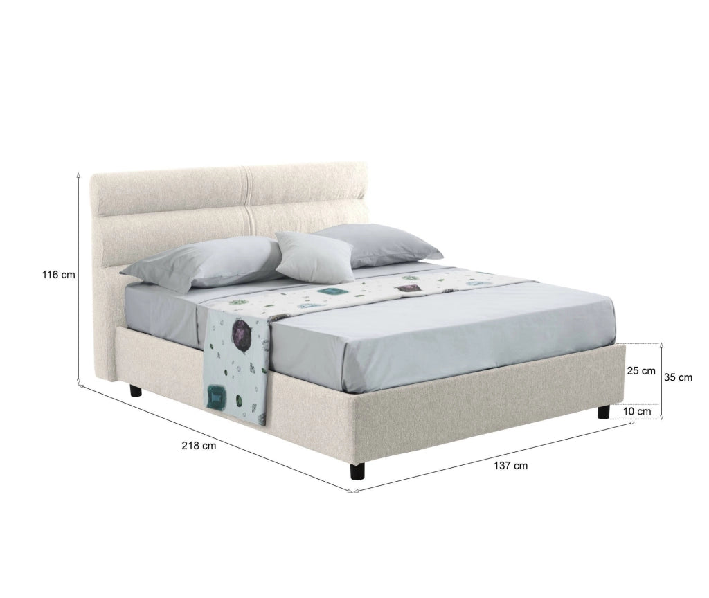 Brivio, Letto Piazza e Mezza Sfoderabile Made in Italy, Beige