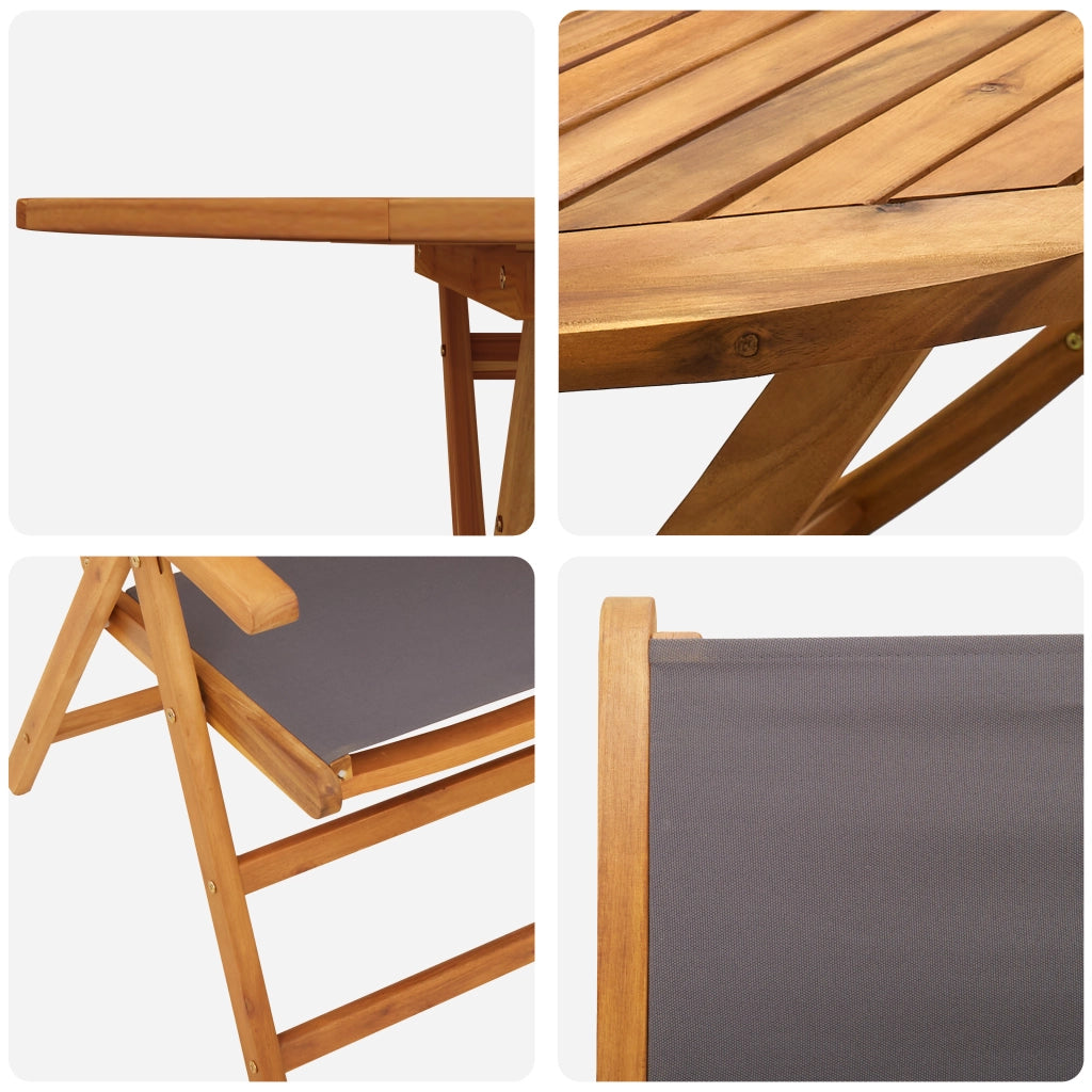 Set da Pranzo da Giardino in Legno di Acacia Anthracite 5 Pezzi