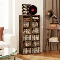 Set 2 Librerie Scaffale porta CD a 6 Ripiani ad Altezza Regolabile, in Legno, 21x19.2x88.3 cm, Marrone