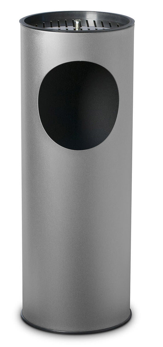 Pattumiera Gettacarte Ø24,3xh66,5 cm con Posacenere In Acciaio Verniciato Grigio