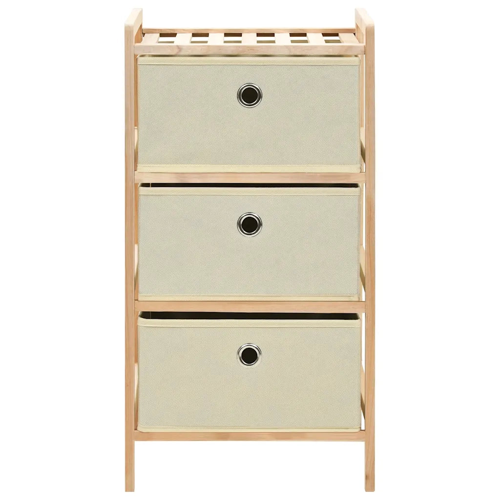 Scaffali con 3 Cesti in Tessuto 2 pz in Legno di Cedro Beige 276231