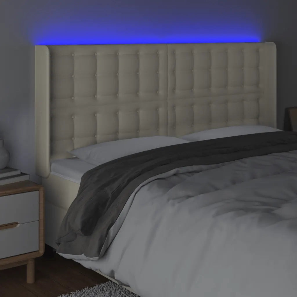Testiera a LED Crema 147x16x118/128 cm in Similpelle 3124140
