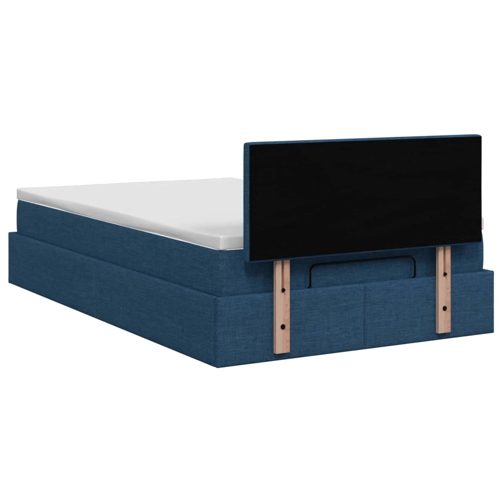Letto ottomano con materasso Blu 120 x 200 cm Tessuto 3457486