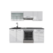 Vicco Cucina componibile Bianco lucido/bianco 200 cm senza piano di lavoro
