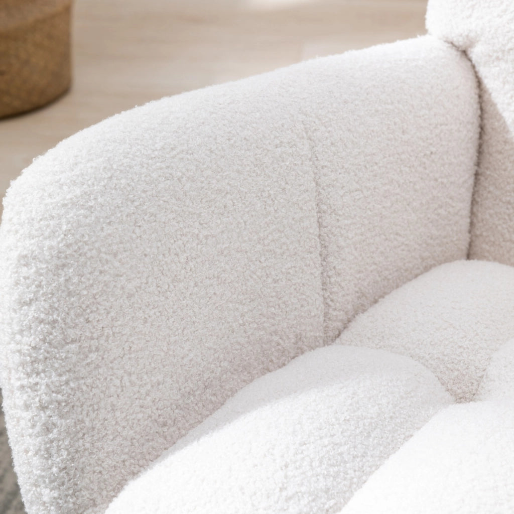 Sedia a dondolo ergonomica in teddy bianco