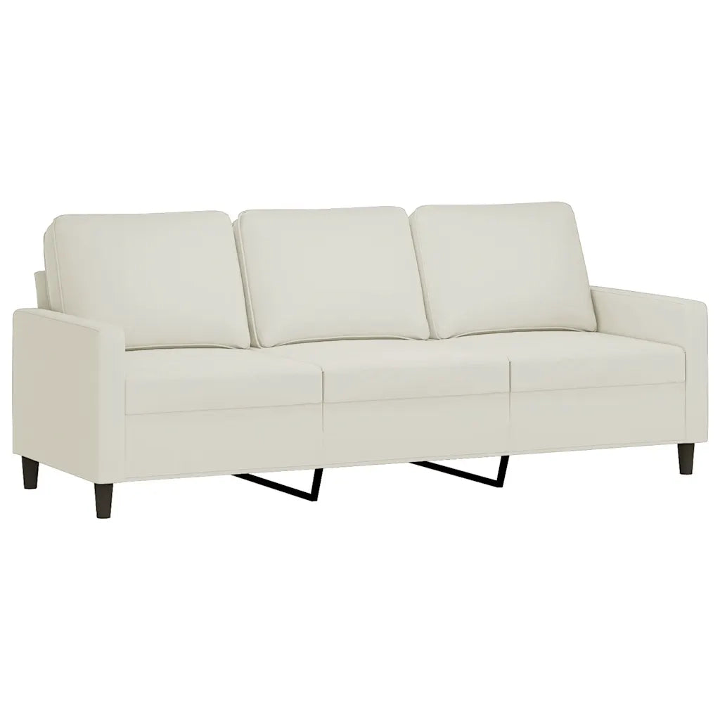 Set di Divani 3 pz con Cuscini Crema in Velluto