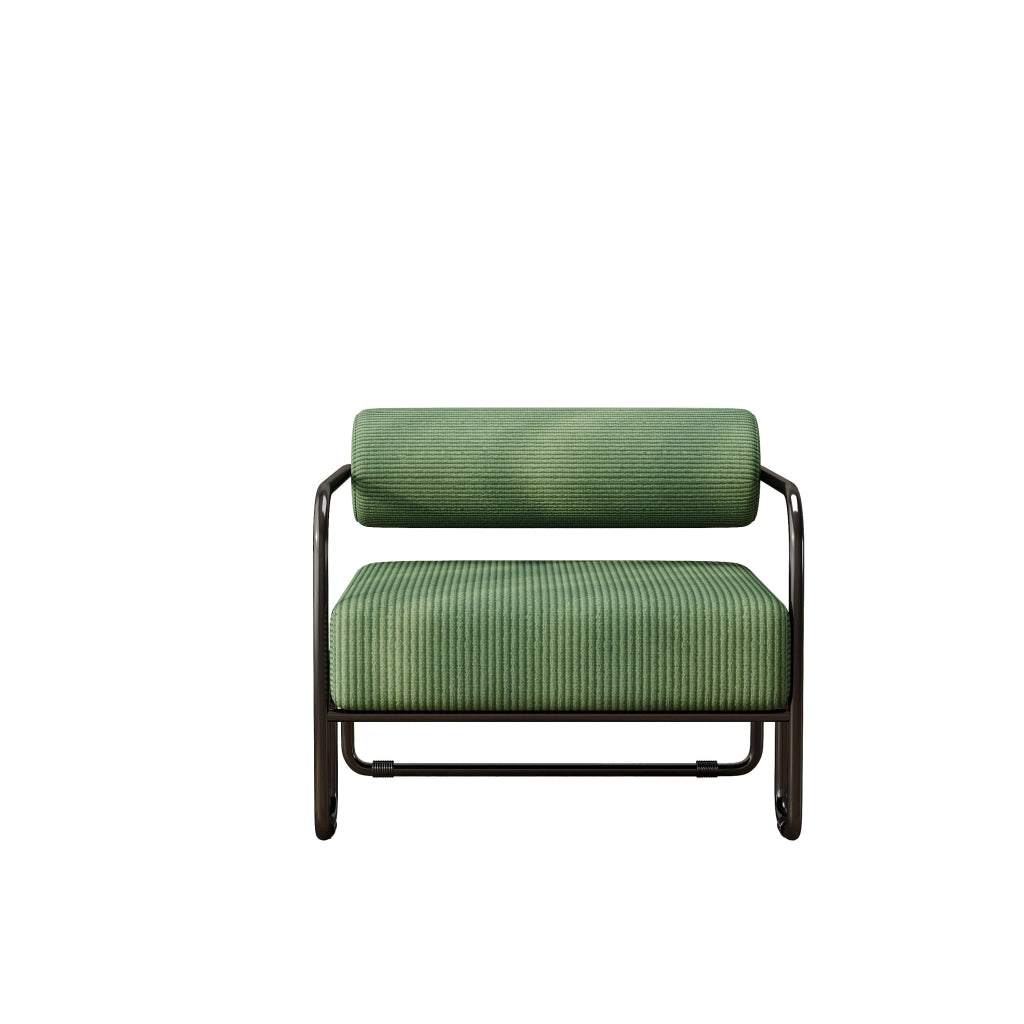 Poltrona Lounge Moderna ¨C MINIMAL ¨C Velluto a Coste, Struttura in Metallo Nero