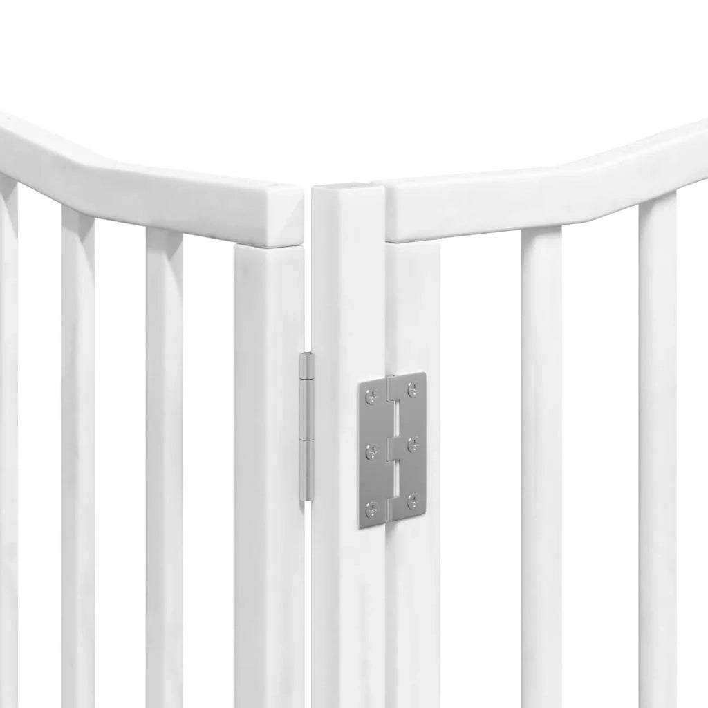 Cancelletto di sicurezza per animali domestici porta pieghevole 12 pannelli legno di pioppo bianco 02_0023171