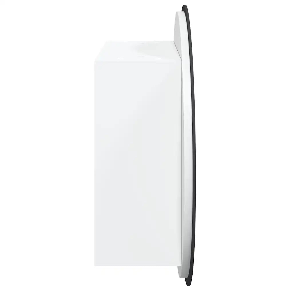 Armadio da Bagno con Specchio Rotondo e LED-Mobiletto a specchio Bianco 40x40x17,5cm