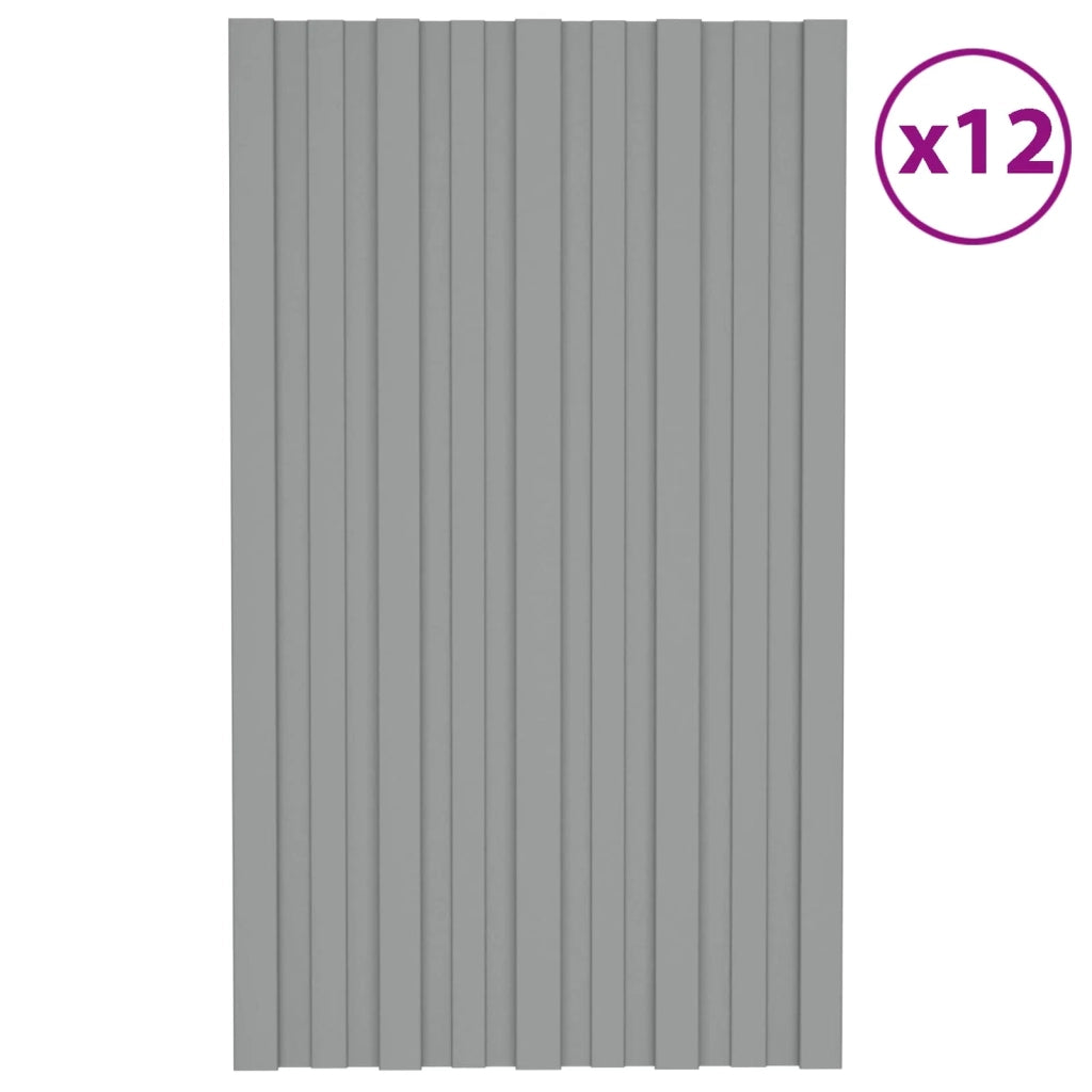 Pannello per tetto 12 pcs Grigio 80 x 45 cm Acciaio zincato 42047111