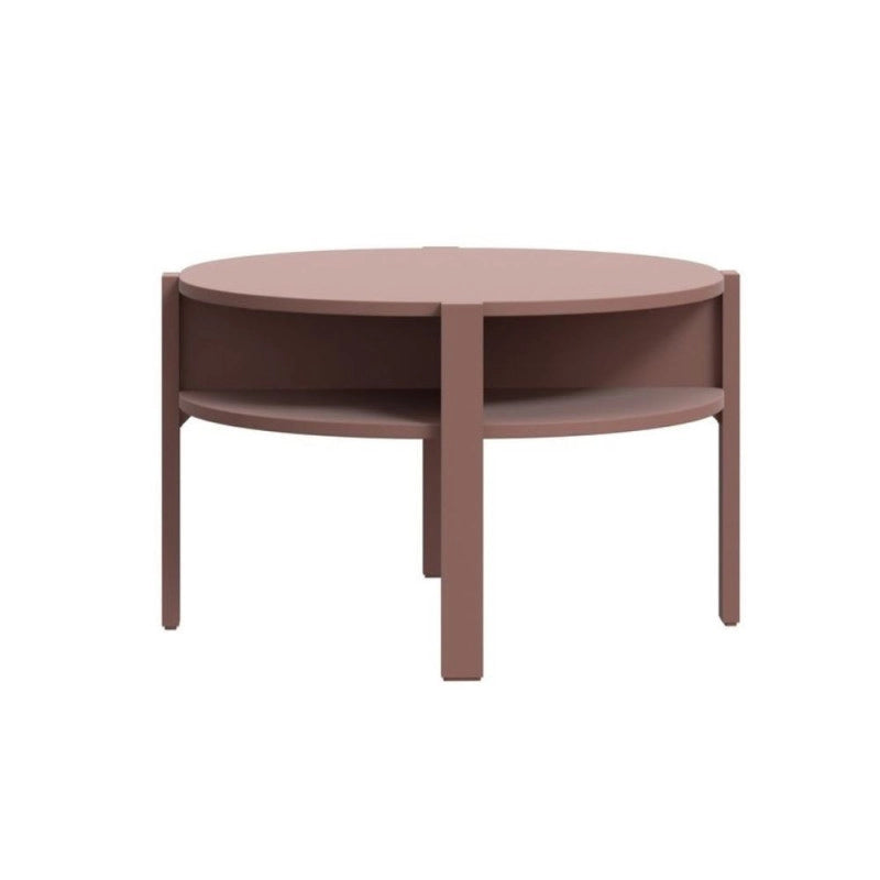 Tavolino da salotto Aura rotondo con ripiano colore terracotta